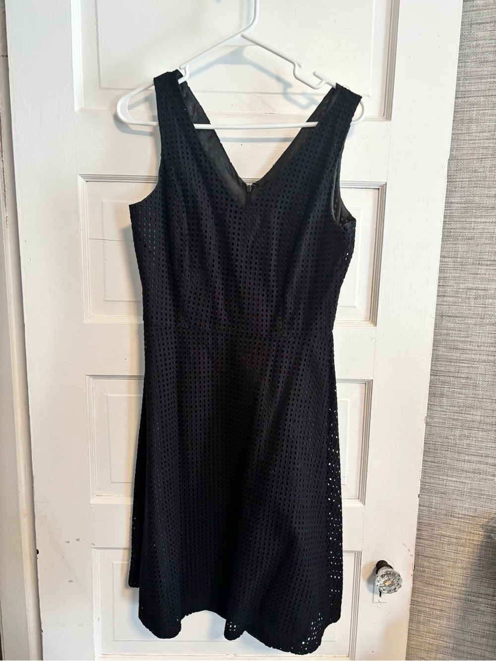 Sharagano Black Eyelet Midi Dress
